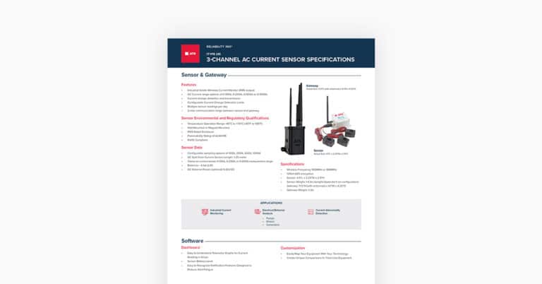 PDF page of spec sheet for '3-channel AC current sensor'.