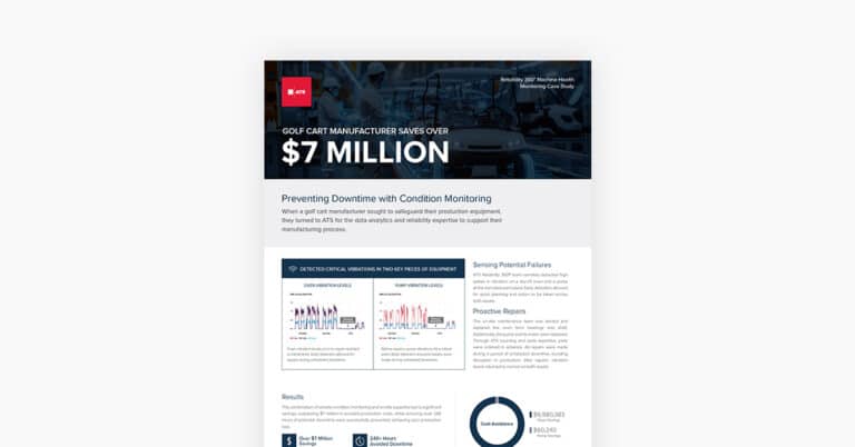 PDF one sheet of 'Golf Manufacturer Saves Over $7M' case study.