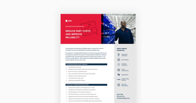 PDF page of repairable parts management info sheet